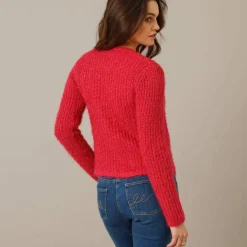 Gilet paletot, maille perlée fantaisie