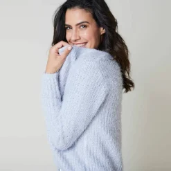 Gilet paletot, maille perlée fantaisie