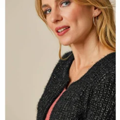 Gilet paletot, maille perlée fantaisie