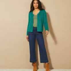 Gilet paletot, maille perlée fantaisie