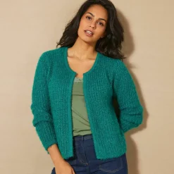 Gilet paletot, maille perlée fantaisie