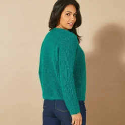 Gilet paletot, maille perlée fantaisie