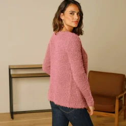Gilet paletot, maille perlée fantaisie