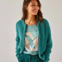 Gilet paletot Spécial Petites, maille poilue