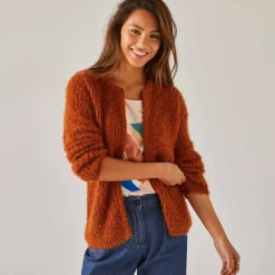 Gilet paletot Spécial Petites, maille poilue