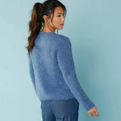 Gilet paletot Spécial Petites, maille poilue