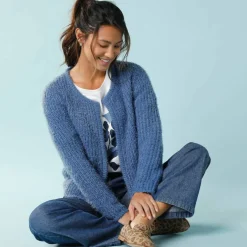 Gilet paletot Spécial Petites, maille poilue