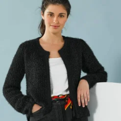Gilet paletot Spécial Petites, maille poilue