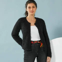 Gilet paletot Spécial Petites, maille poilue