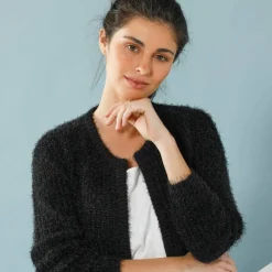 Gilet paletot Spécial Petites, maille poilue