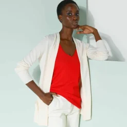Gilet porter ouvert, maille toucher doux