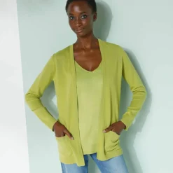 Gilet porter ouvert, maille toucher doux