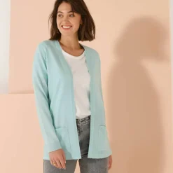 Gilet porter ouvert, maille toucher doux