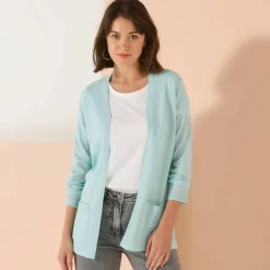 Gilet porter ouvert, maille toucher doux
