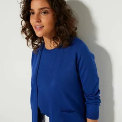 Gilet porter ouvert, maille toucher doux