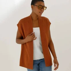 Gilet sans manches, maille fantaisie
