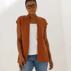 Gilet sans manches, maille fantaisie