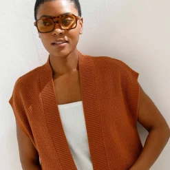 Gilet sans manches, maille fantaisie