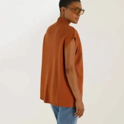 Gilet sans manches, maille fantaisie