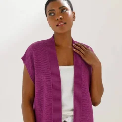 Gilet sans manches, maille fantaisie