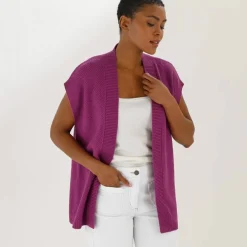 Gilet sans manches, maille fantaisie