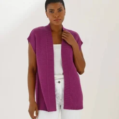 Gilet sans manches, maille fantaisie