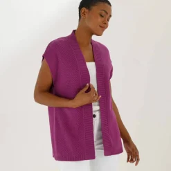 Gilet sans manches, maille fantaisie