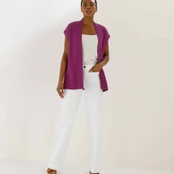 Gilet sans manches, maille fantaisie