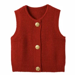 Gilet sans manches toucher doux, boutons dorés