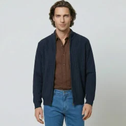 Gilet zippé côte anglaise 30% laine