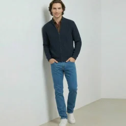 Gilet zippé côte anglaise 30% laine