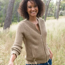 Gilet zippé, maille anglaise