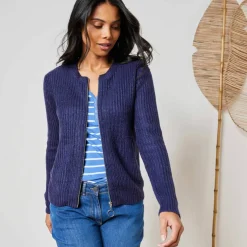 Gilet zippé, maille anglaise