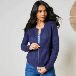 Gilet zippé, maille anglaise
