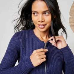 Gilet zippé, maille anglaise