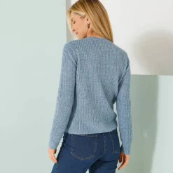 Gilet zippé, maille anglaise