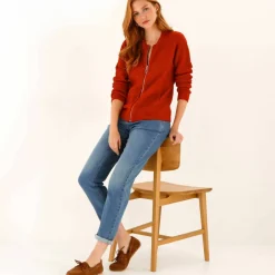 Gilet zippé, maille anglaise