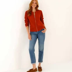 Gilet zippé, maille anglaise