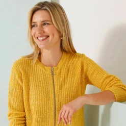 Gilet zippé, maille anglaise