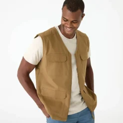 Gilet zippé multipoches sans manches en toile ripstop