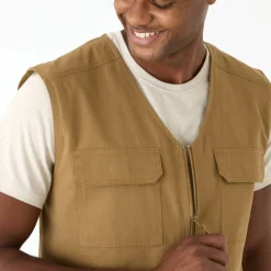 Gilet zippé multipoches sans manches en toile ripstop