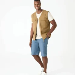Gilet zippé multipoches sans manches en toile ripstop