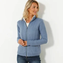 Gilet zippé torsadé, doublé maille peluche