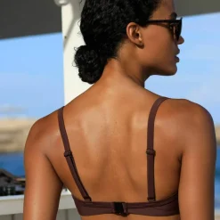 Haut de maillot de bain avec armatures drapé uni
