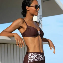 Haut de maillot de bain avec armatures drapé uni