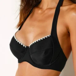Haut de maillot de bain brodé dos nu, avec armatures