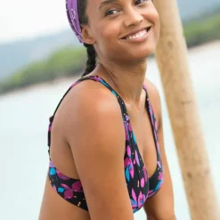 Haut de maillot de bain forme foulard imprimé Lokia - avec armatures flexibles
