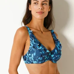 Haut de maillot de bain volanté forme foulard Lokia - avec armatures flexibles