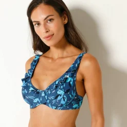 Haut de maillot de bain volanté forme foulard Lokia - avec armatures flexibles