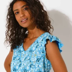 Haut de pyjama manches courtes imprimé fleuri
